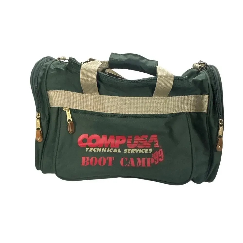 Vintage Y2K Comp USA Travel Duffle Bag Employee Tech Boot Camp *Needs Repaired